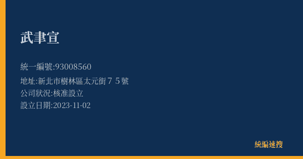 武聿宣的照片-統編 93008560(新北市) 公司登記資料與營業項目詳細圖表