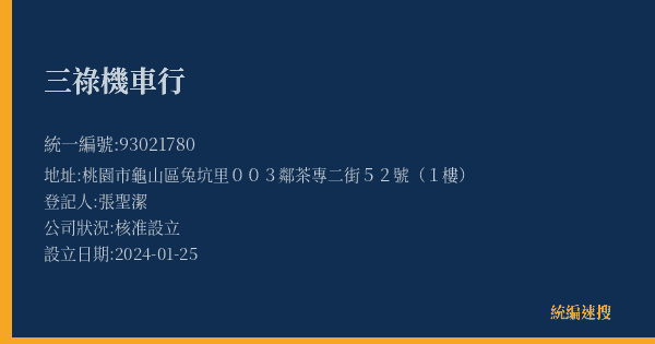 三祿機車行的照片-統編 93021780(桃園市) 公司登記資料與營業項目詳細圖表