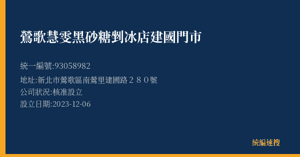 鶯歌慧雯黑砂糖剉冰店建國門市的照片-統編 93058982(新北市) 公司登記資料與營業項目詳細圖表