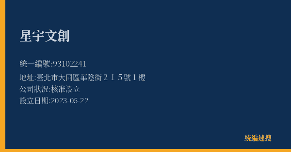 星宇文創的照片-統編 93102241(臺北市) 公司登記資料與營業項目詳細圖表