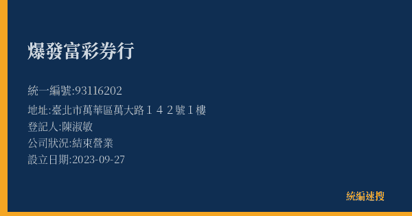 爆發富彩券行的照片-統編 93116202(臺北市) 公司登記資料與營業項目詳細圖表