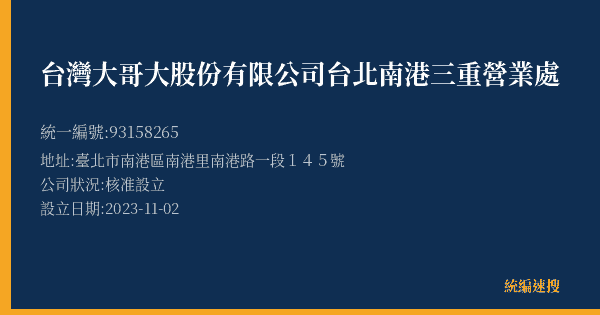 台灣大哥大股份有限公司台北南港三重營業處的照片-統編 93158265(臺北市) 公司登記資料與營業項目詳細圖表