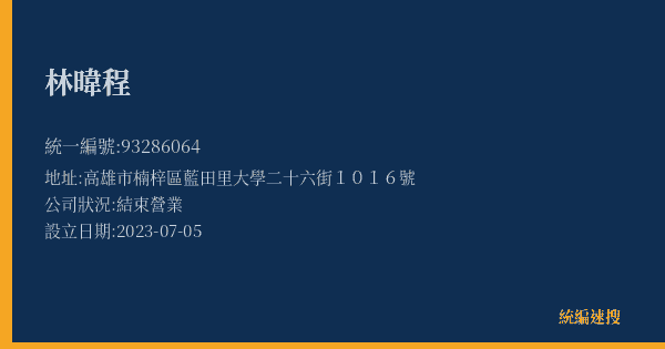 林暐程的照片-統編 93286064(高雄市) 公司登記資料與營業項目詳細圖表