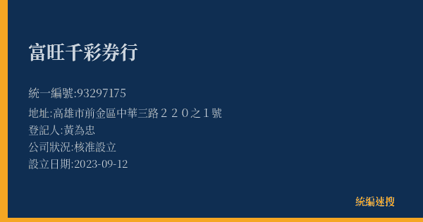 富旺千彩券行的照片-統編 93297175(高雄市) 公司登記資料與營業項目詳細圖表