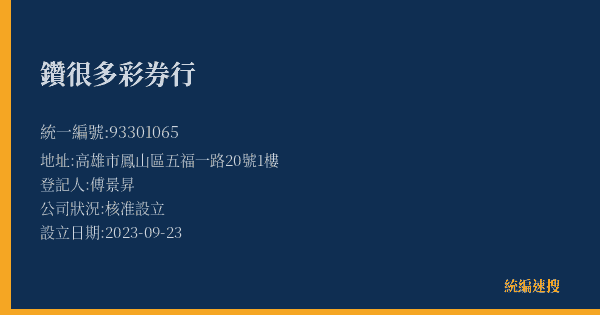 鑽很多彩券行的照片-統編 93301065(高雄市) 公司登記資料與營業項目詳細圖表