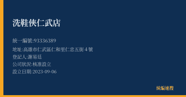 洗鞋俠仁武店的照片-統編 93336389(高雄市) 公司登記資料與營業項目詳細圖表