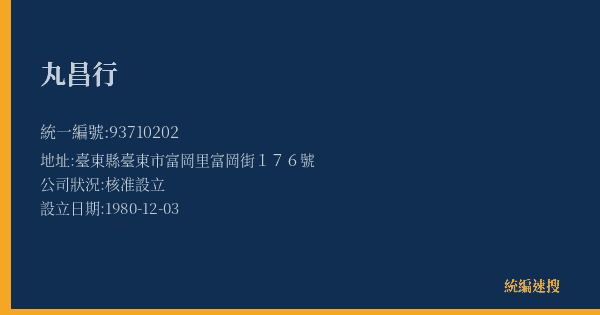丸昌行的照片-統編 93710202(臺東縣) 公司登記資料與營業項目詳細圖表