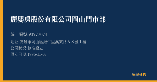 麗嬰房股份有限公司岡山門市部的照片-統編 93977074(高雄市) 公司登記資料與營業項目詳細圖表