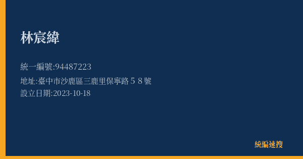 林宸緯的照片-統編 94487223(臺中市) 公司登記資料與營業項目詳細圖表