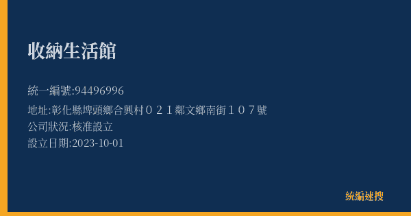 收納生活館的照片-統編 94496996(彰化縣) 公司登記資料與營業項目詳細圖表
