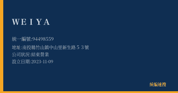 WEIYA的照片-統編 94498559(南投縣) 公司登記資料與營業項目詳細圖表