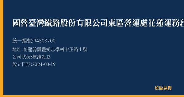 國營臺灣鐵路股份有限公司東區營運處花蓮運務段志學站的照片-統編 94503700(花蓮縣) 公司登記資料與營業項目詳細圖表