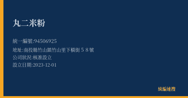丸二米粉的照片-統編 94506925(南投縣) 公司登記資料與營業項目詳細圖表