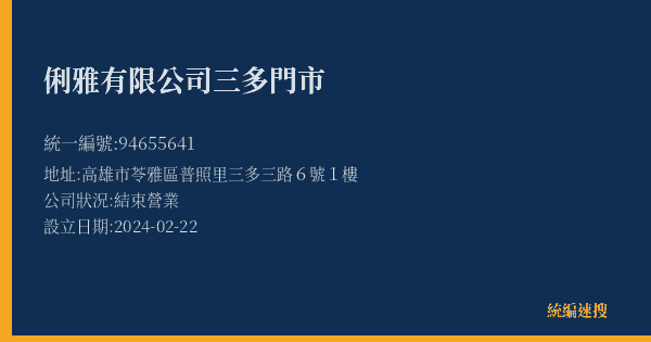 俐雅有限公司三多門市的照片-統編 94655641(高雄市) 公司登記資料與營業項目詳細圖表
