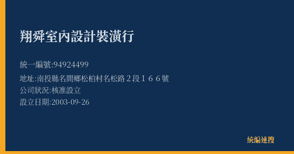 翔舜室內設計裝潢行的照片-統編 94924499(南投縣) 公司登記資料與營業項目詳細圖表