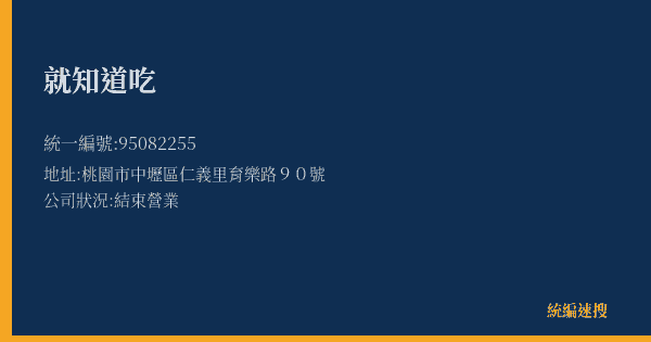 就知道吃的照片-統編 95082255(桃園市) 公司登記資料與營業項目詳細圖表