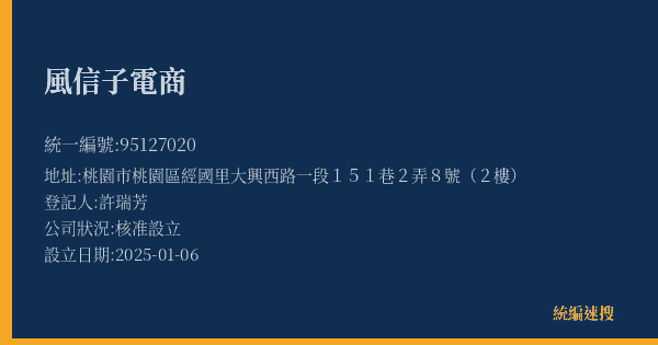 風信子電商的照片-統編 95127020(桃園市) 公司登記資料與營業項目詳細圖表