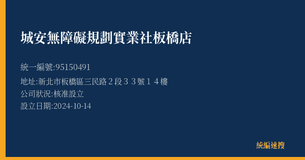 城安無障礙規劃實業社板橋店的照片-統編 95150491(新北市) 公司登記資料與營業項目詳細圖表
