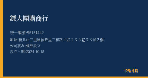 鑠大團購商行的照片-統編 95151442(新北市) 公司登記資料與營業項目詳細圖表