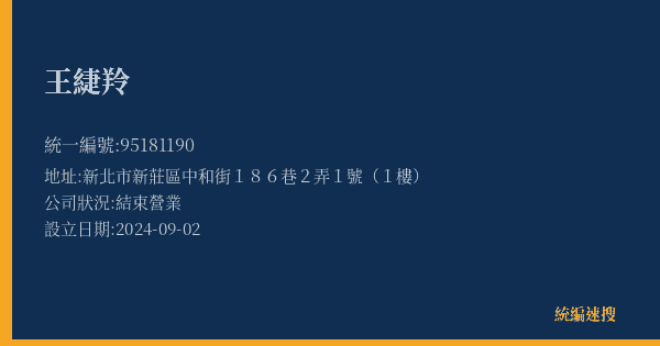 王緁羚的照片-統編 95181190(新北市) 公司登記資料與營業項目詳細圖表