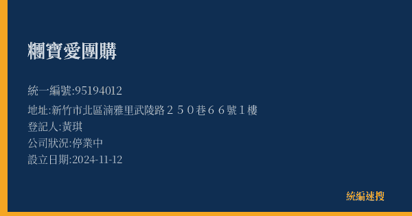 糰寶愛團購的照片-統編 95194012(新竹市) 公司登記資料與營業項目詳細圖表