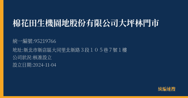 棉花田生機園地股份有限公司大坪林門市的照片-統編 95219766(新北市) 公司登記資料與營業項目詳細圖表