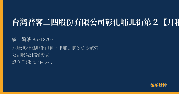 台灣普客二四股份有限公司彰化埔北街第2【月租】停車場的照片-統編 95318203(彰化縣) 公司登記資料與營業項目詳細圖表