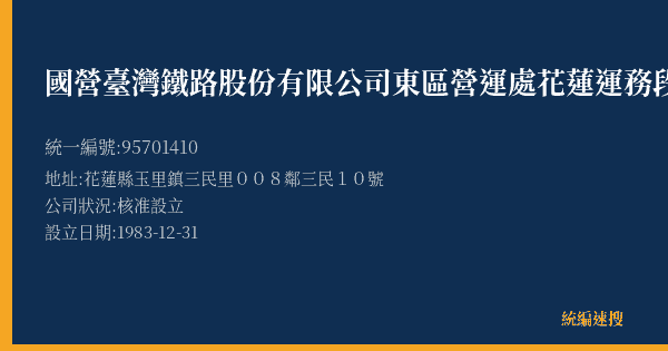 國營臺灣鐵路股份有限公司東區營運處花蓮運務段三民站的照片-統編 95701410(花蓮縣) 公司登記資料與營業項目詳細圖表