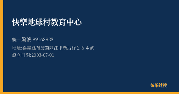 快樂地球村教育中心的照片-統編 99168938(嘉義縣) 公司登記資料與營業項目詳細圖表