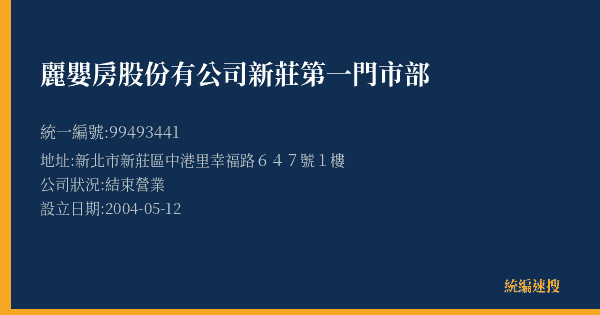 麗嬰房股份有公司新莊第一門市部的照片-統編 99493441(新北市) 公司登記資料與營業項目詳細圖表