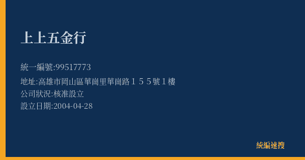 上上五金行的照片-統編 99517773(高雄市) 公司登記資料與營業項目詳細圖表