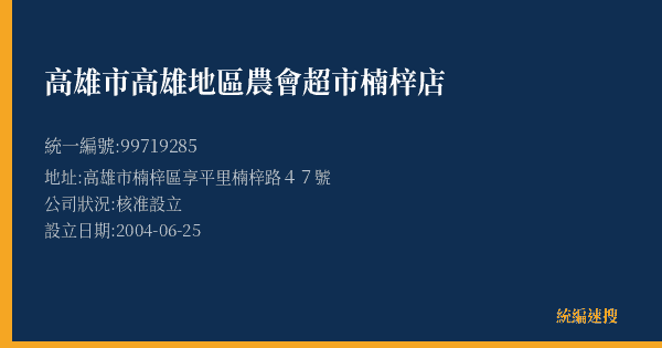 高雄市高雄地區農會超市楠梓店的照片-統編 99719285(高雄市) 公司登記資料與營業項目詳細圖表