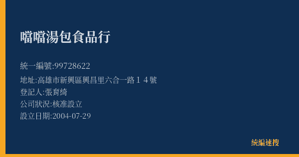 噹噹湯包食品行的照片-統編 99728622(高雄市) 公司登記資料與營業項目詳細圖表